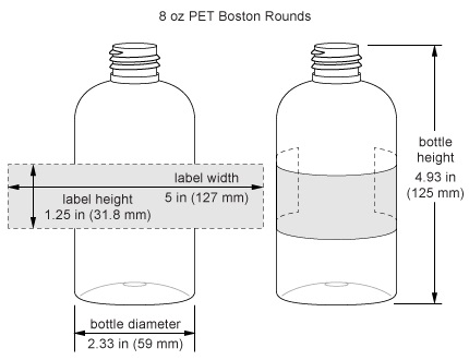 PBM 8 oz custom bottle design drawing