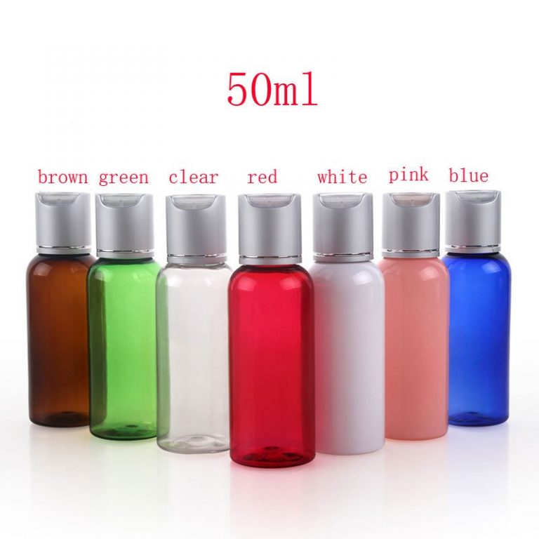 50ml Colored Care Cosmetic Plastic Bottles With Disc Top Cap